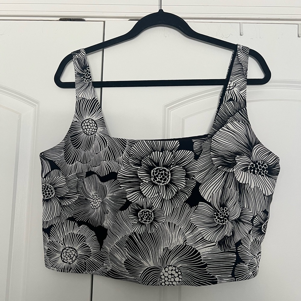 Floral Black and White Top